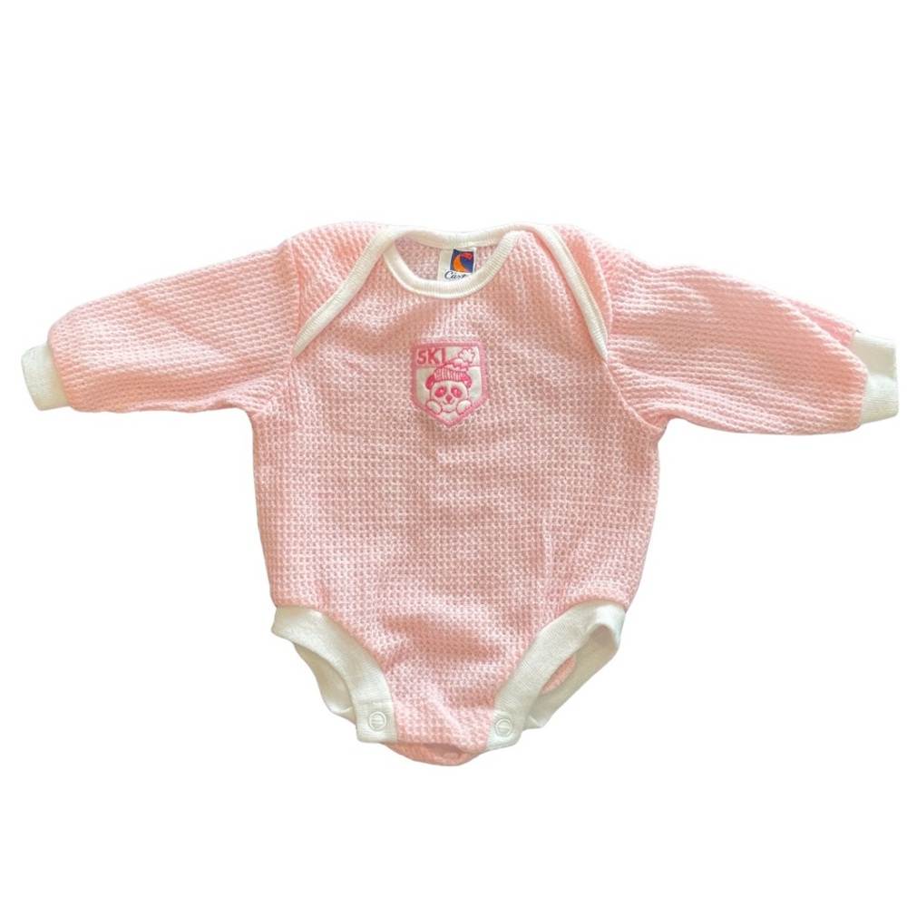 Vintage Carter's Pink and White Baby Bodysuit onesie size small up to 11 lbs